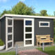 8711471581784 1022525 Outdoor Life Products Tuinhuis Blokhut Timian 380x230 Carbon Grey Wit 2